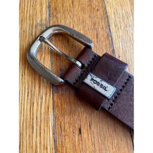 FOSSIL Brown Leather Belt w/Distressed Buckle Womens sz L